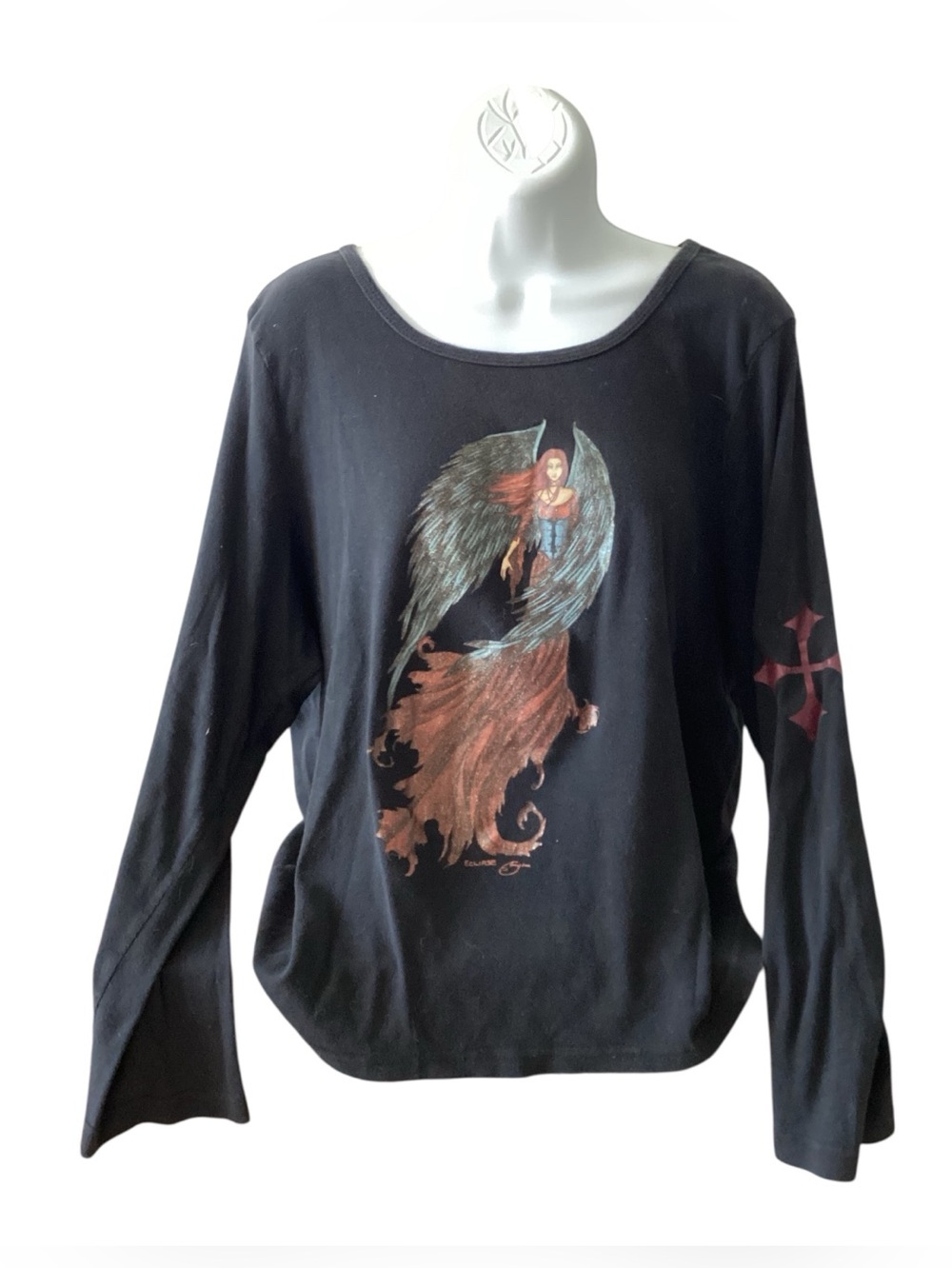 Y2K VTG FINE Hot Topic Glitter Trick Fairy Dark Eclipse Whimsy Goth Emo Shirt XL